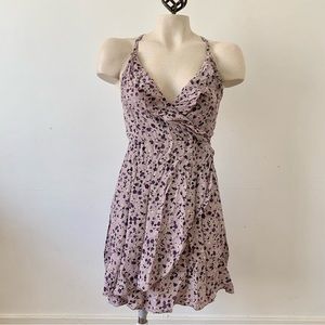 NWT American Eagle Purple Floral Wrap Style Mini Dress